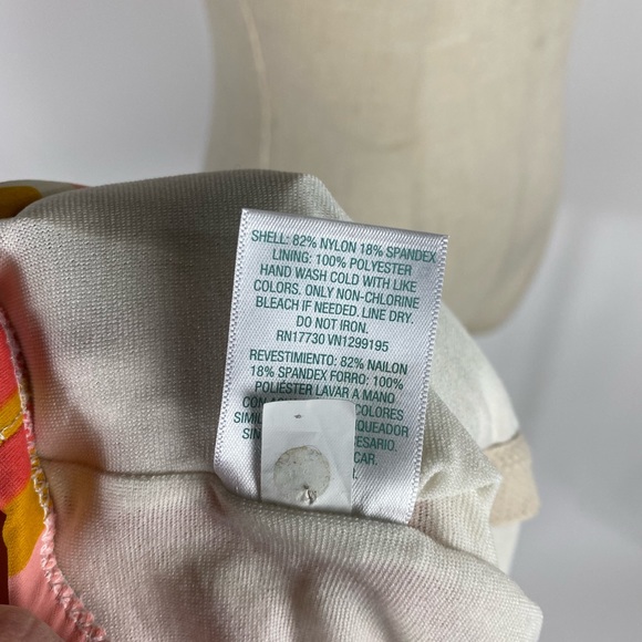 KONA SOL Striped Sherbet High Neck One Piece Swimsuit Womens Large - Picture 7 of 9